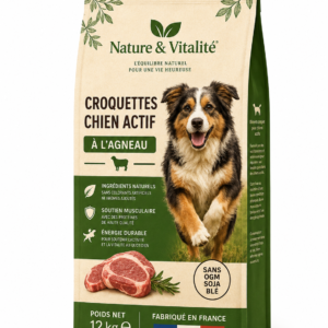 🐕 Croquettes Chien Actif à l’Agneau – 12 kg