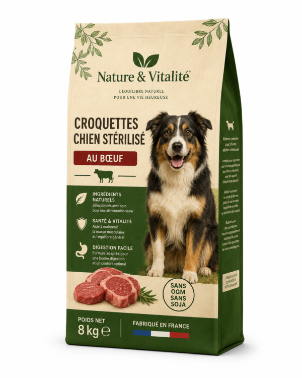 🐶 Croquettes Chien Stérilisé au Bœuf – 8 kg