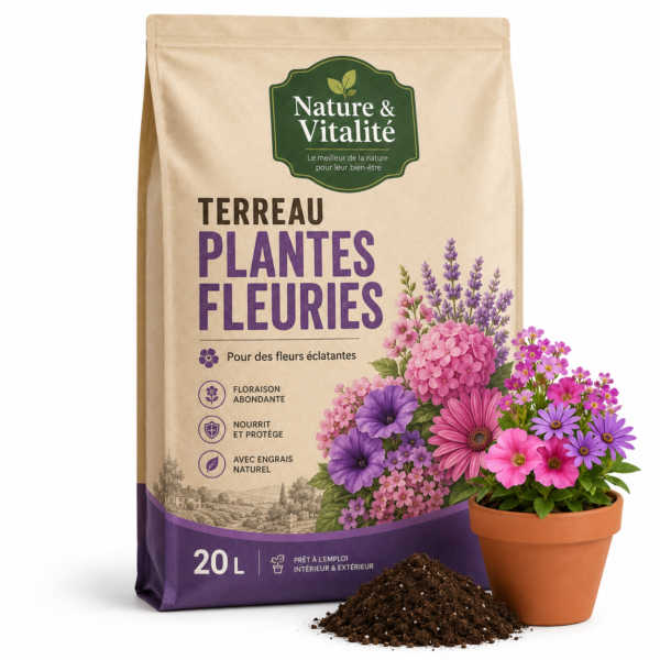 🌸 Terreau Plantes Fleuries – 20 L